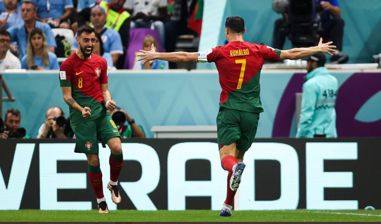 Cristiano Ronaldo celebrando con Fernandes