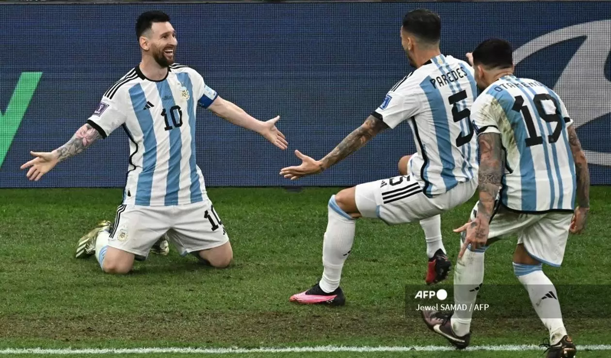 Celebración de gol argentino en Qatar 2022