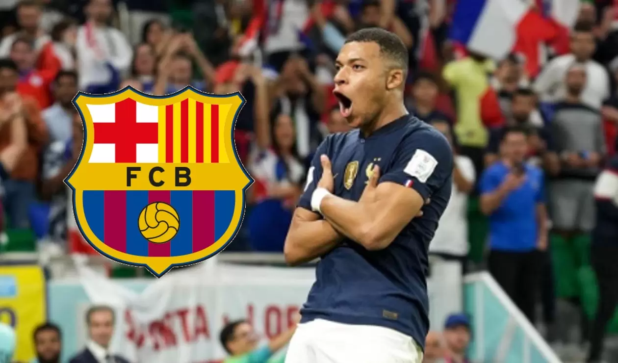 Kylian Mbappé y el escudo de Barcelona