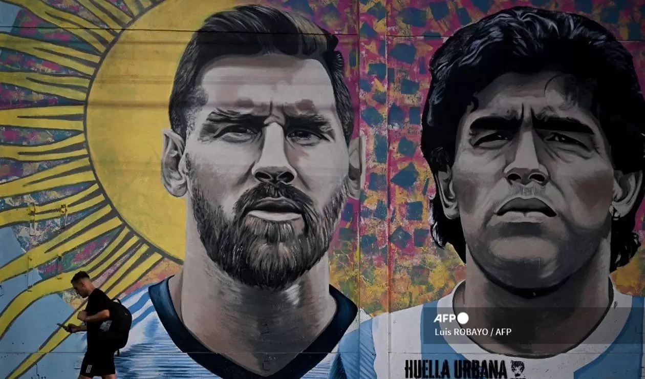 Mural de Messi y Maradona